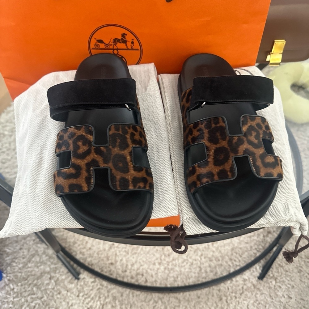 Chypre sandal Leopard Print Black Sandals - Picture 5 of 14